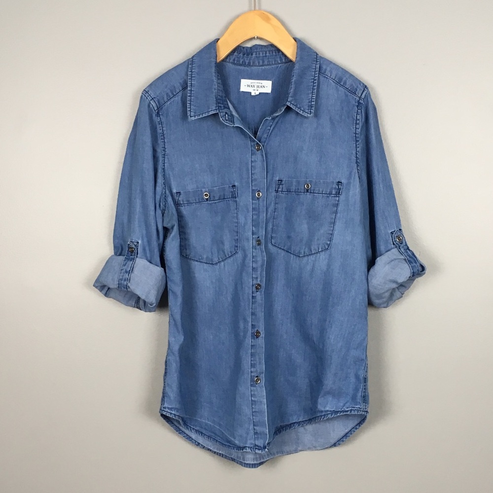 Basic Denim Wax Jean Shirt Chambray Button Front